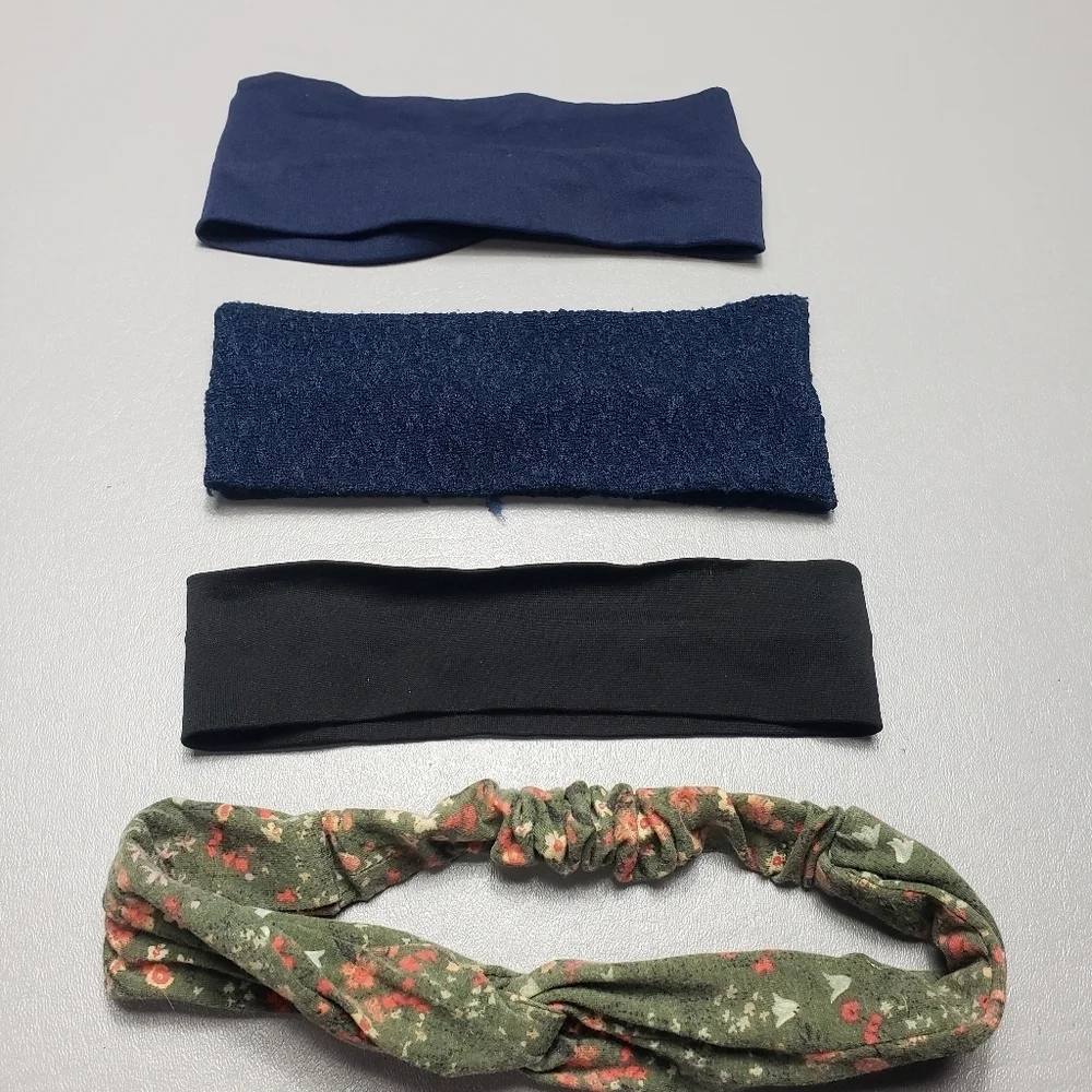 women's headband bundle of 4, blue, black, green